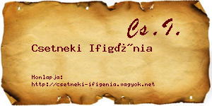 Csetneki Ifigénia névjegykártya